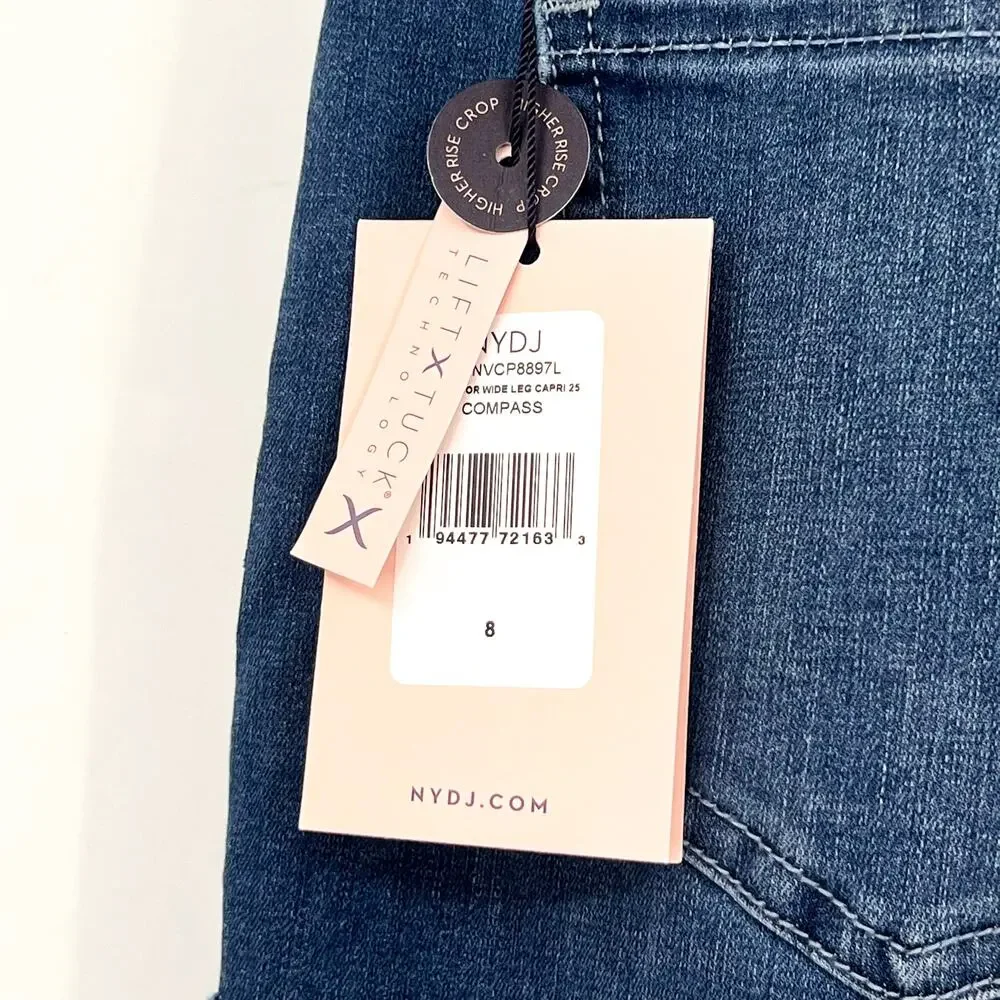 NYDJ Womens Cool Embrace Major Wide Leg Capri Jeans Size 8L Compass Blue NWT_10
